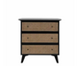 Skylar Black Oak and Natural Rattan 3 Drawer Chest