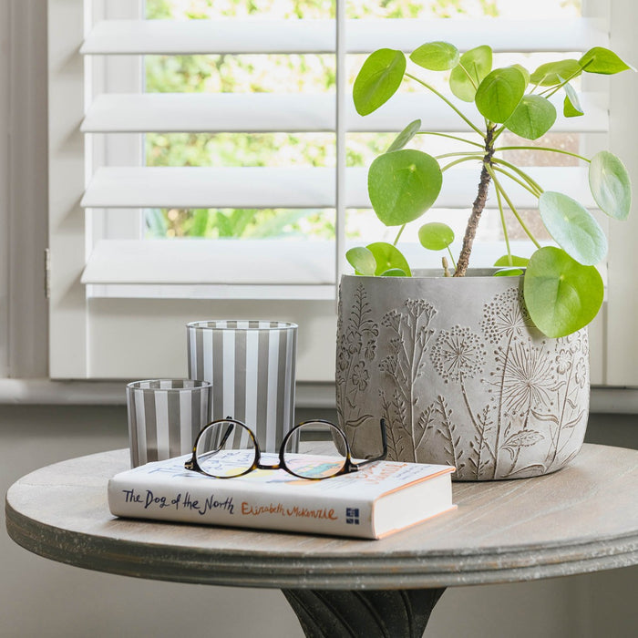 Hampton Planter, White Cement, Concrete Floral 