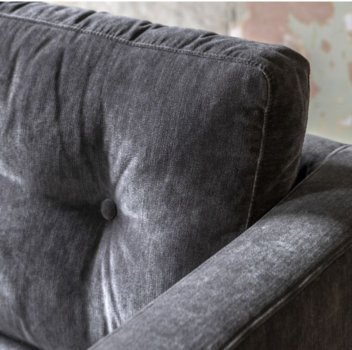 Devon 2 Seater Charcoal Grey Fabric Sofa, Wooden Feet