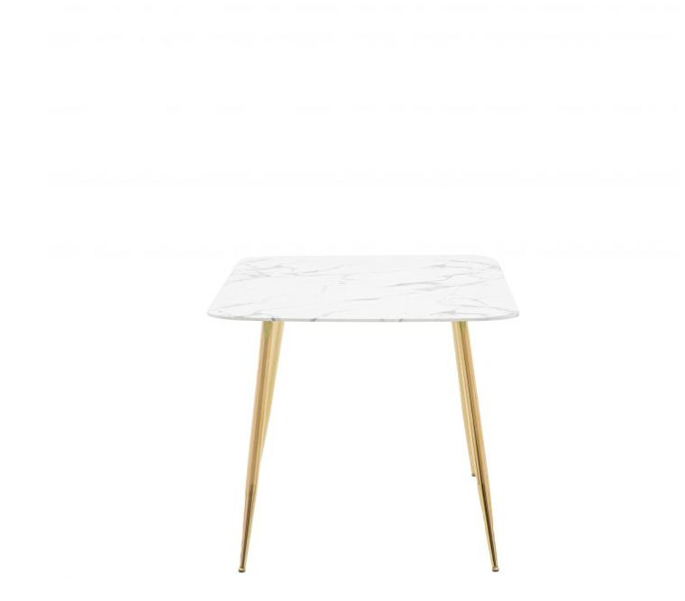 Ewarts Rectangle Dining Table, White Marble Effect & Gold Legs