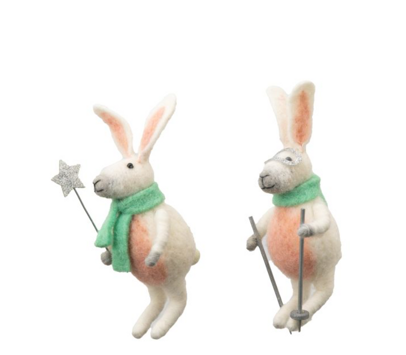 Skiing White Charming Hares