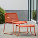 Crofton Lounge Chair & Footstool, Orange Woven Rope & Metal