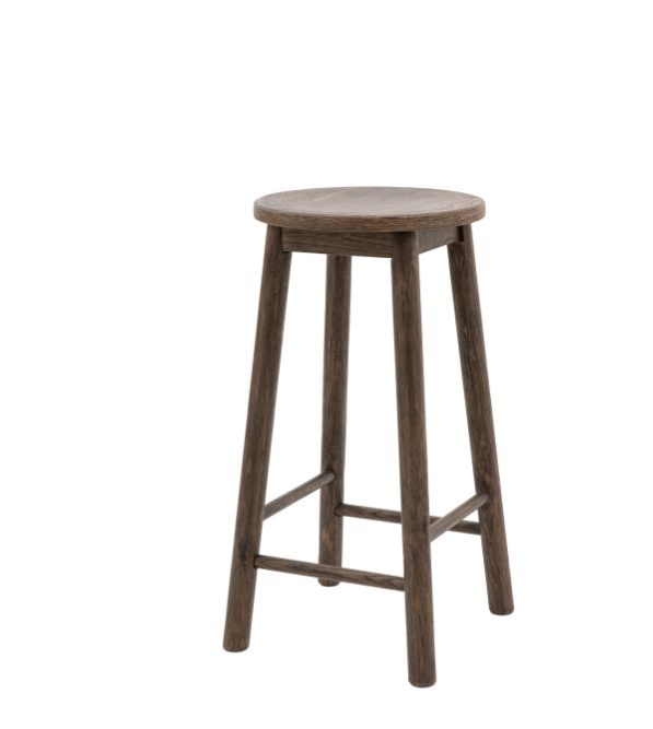 Hatfield Wooden Bar Stool, Smoked Oak