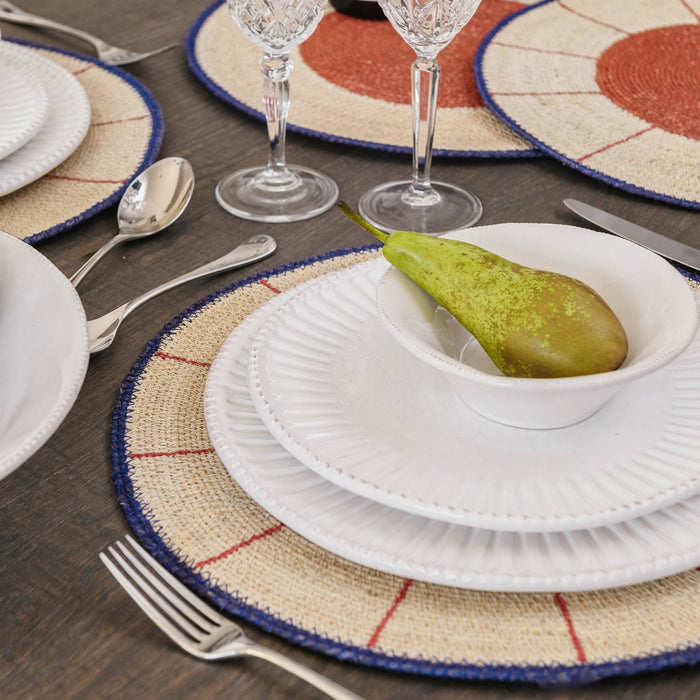 Madison Brick Red Placemat, Navy Border, 38cm