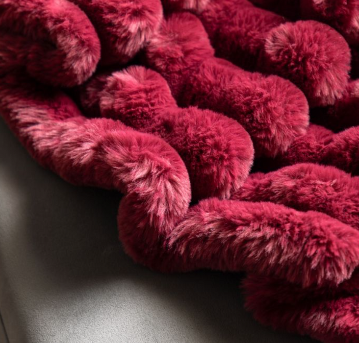 Ribbed Faux Fur Throw Merlot