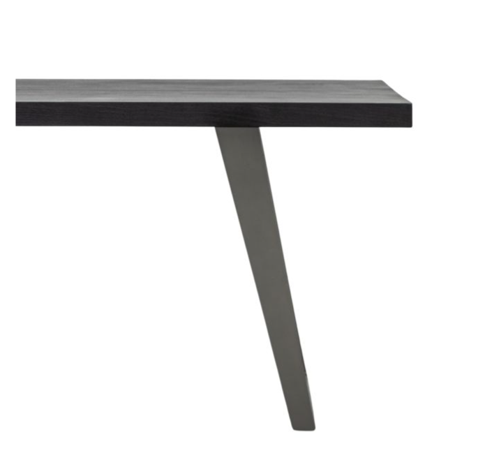 Perugia Rectangle Dining Table, Black Acadia Wood, Brushed Silver - Large