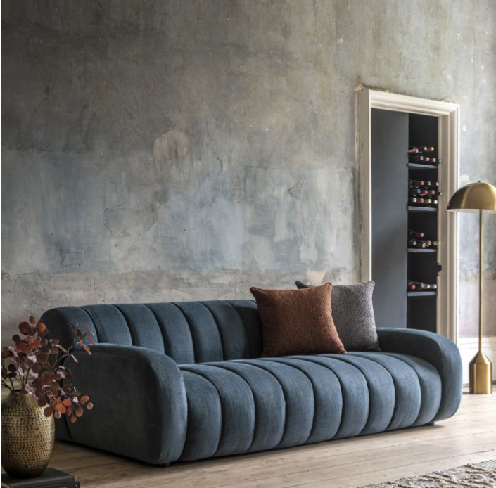 Milan 3 Seater Sofa in Dusty Blue Fabric