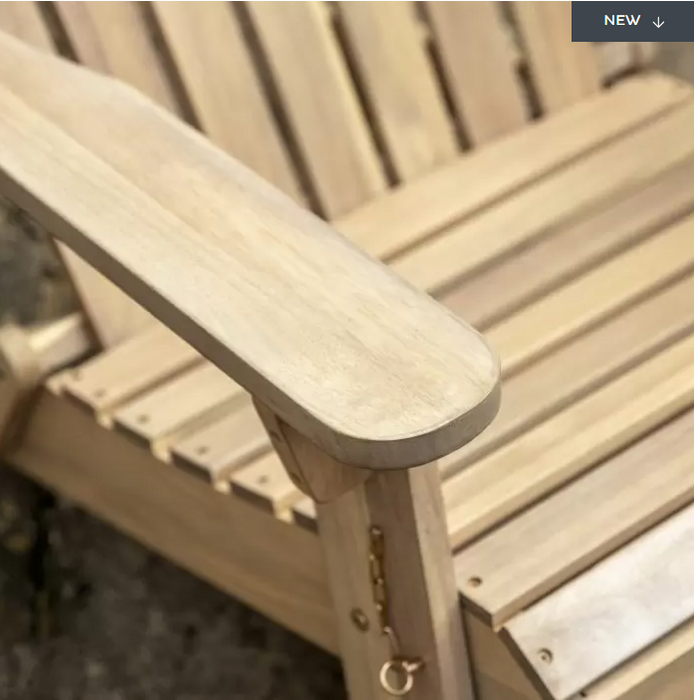 Ostara Outdoor Lounge Chair, Footstool, Natural Acadia Wood