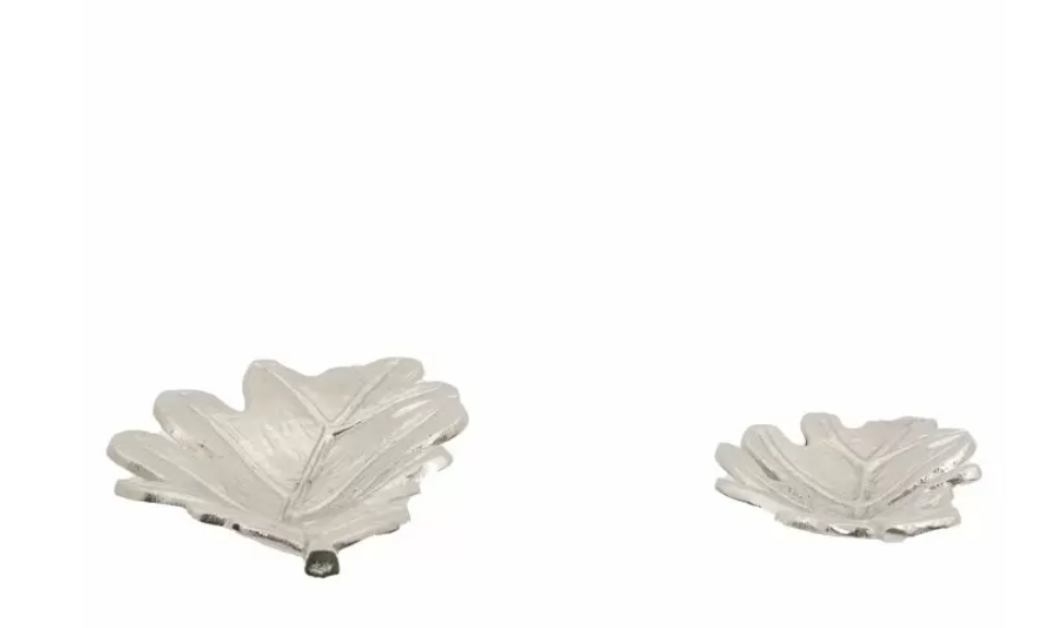 Oak Leaf Dish Antique Nickel Cast Aluminium Set of 2