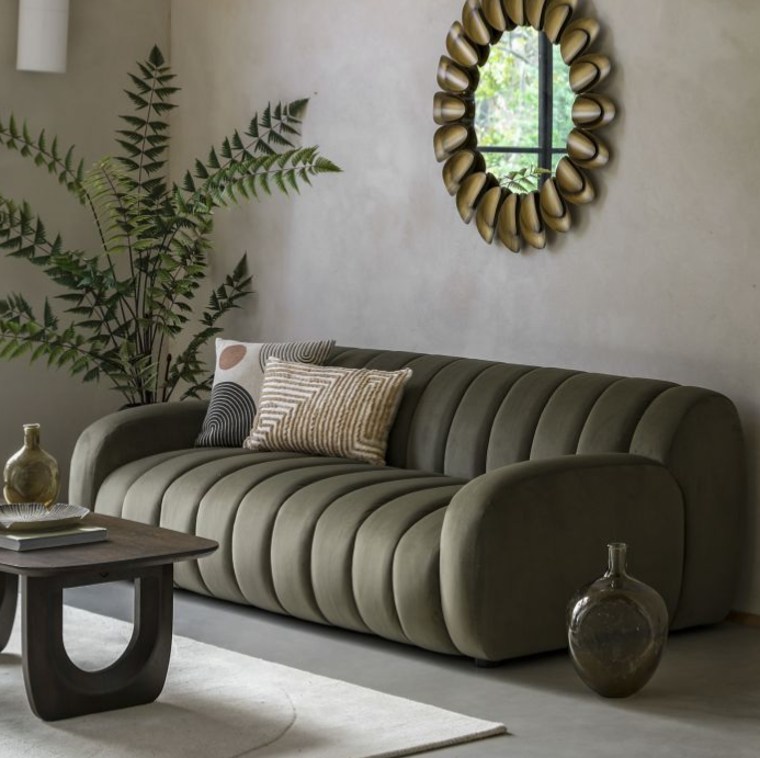 Milan 3 Seater Sofa in Moss Green Fabric