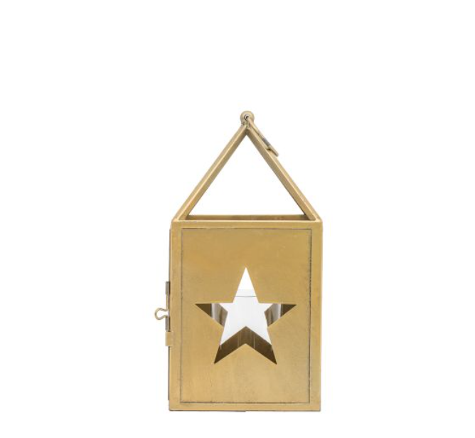 Antique Gold Lantern with Star Cut Out Design Small