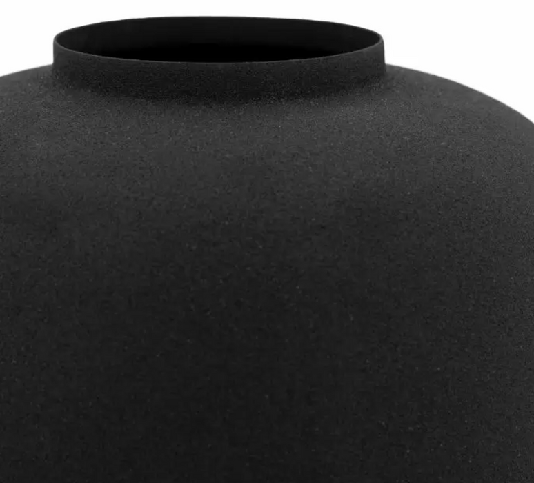 Aston Matt Black Minimalist Spun Metal Vases - Set of 2