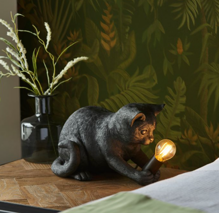 Kitten  Black Table Lamp