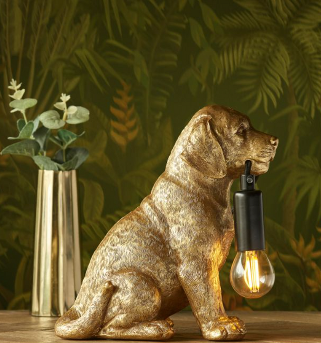 Labrador Puppy  Gold Table Lamp ( Due Back In 28/12/24 )