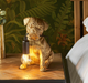 Quirky Vintage Gold Resin Table Lamp – Dog Design & E14 Holder - Decor interiors