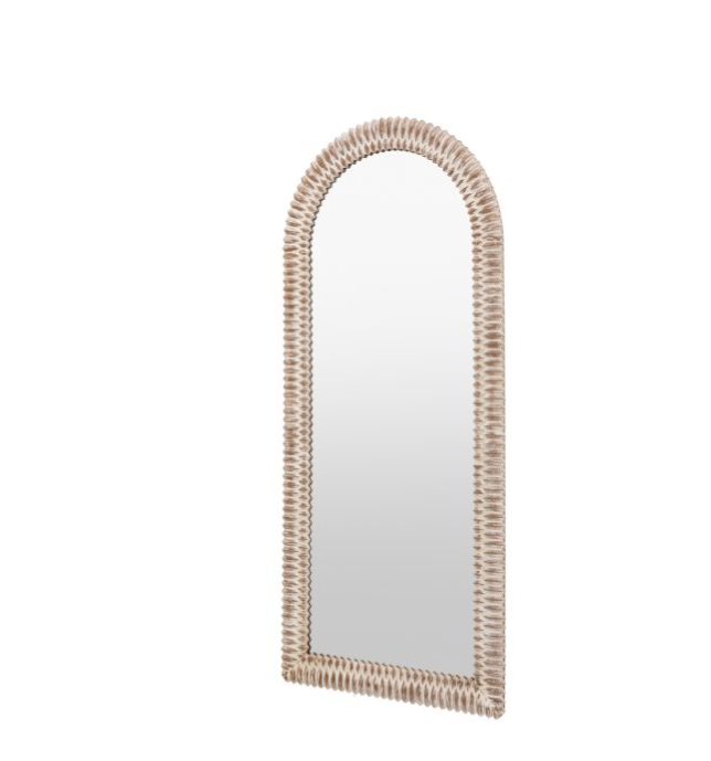 Contemporary White Wash Wood Arched Floor / Leaner Mirror - 170cm