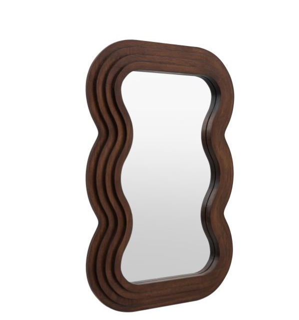 Hasker Brown Wooden Mirror with Wavy Edge ( Due In 30/10/24 )