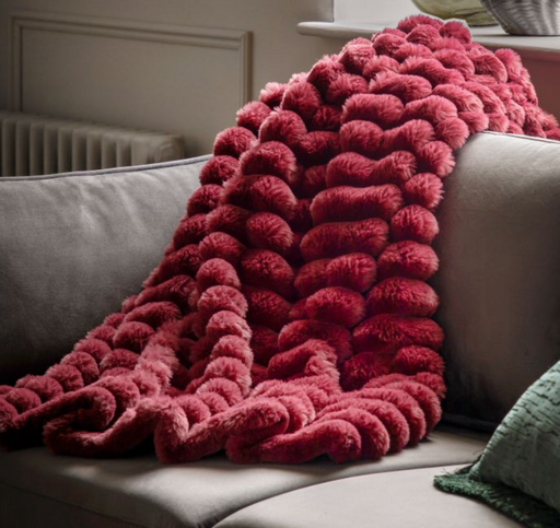 Ribbed Faux Fur Throw Merlot