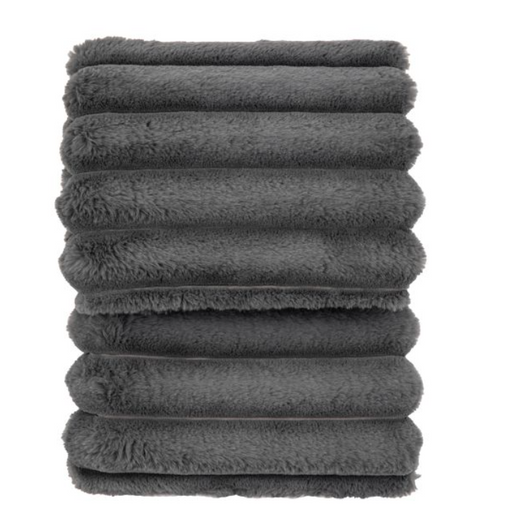 Ribbed Faux Fur Throw Grey