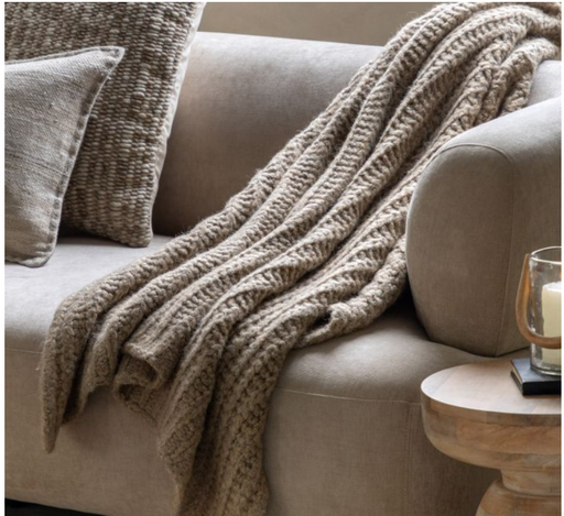 Luxury Melange Knit Oatmeal Throw 