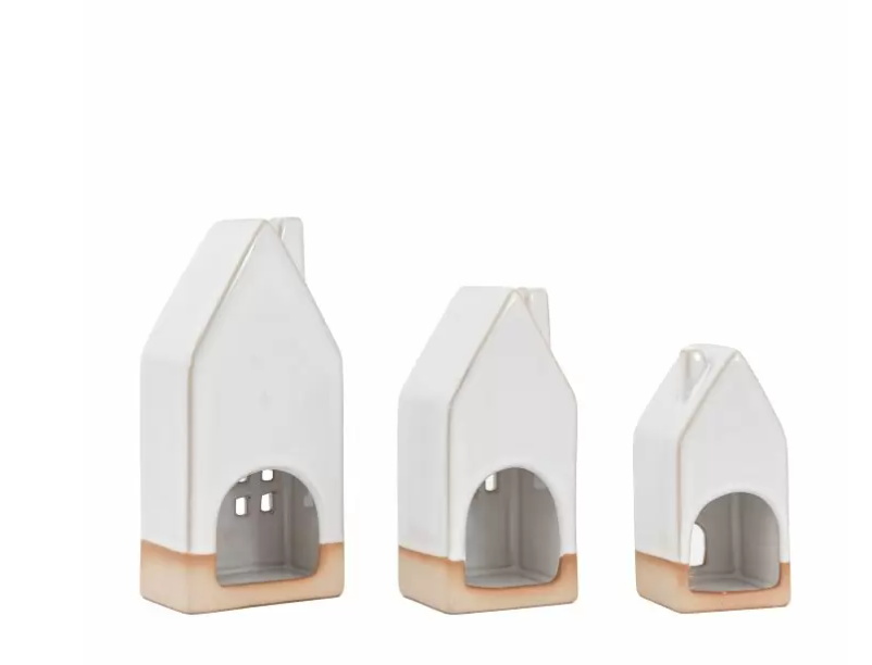 Ceramic Tealight Houses - Set of 3