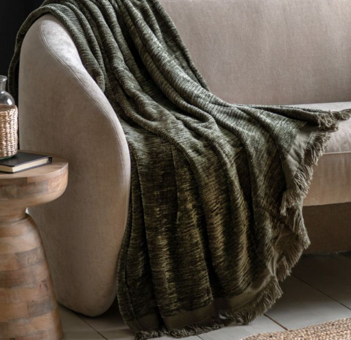 Willow Chenille Khaki Throw