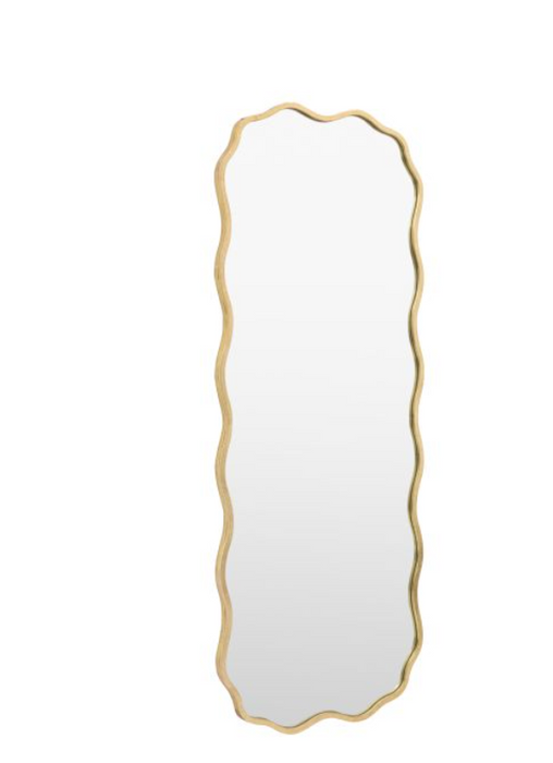 Contemporary Aged Gold Wavy Metal Leaner / Floor Mirror - 170cm