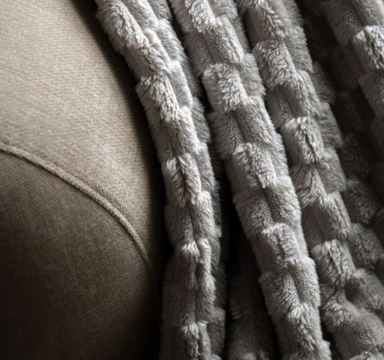 Jacquard Velvet Knitted Grey Throw