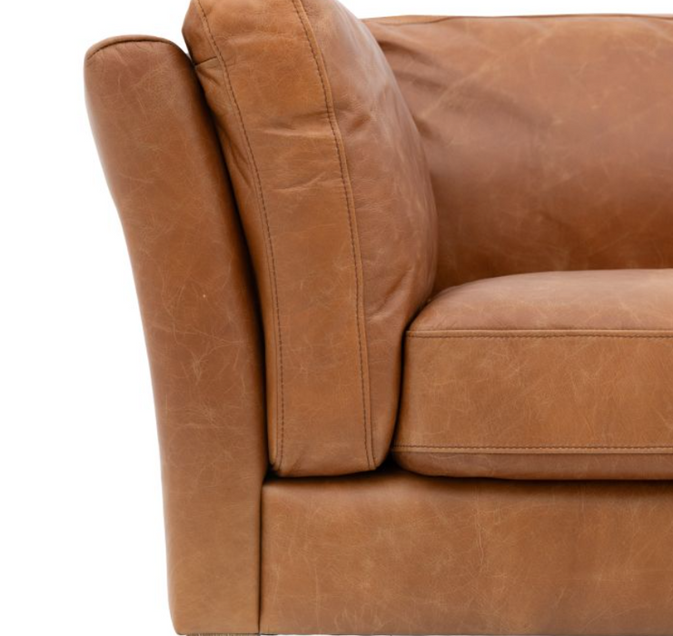 Elegant Brown Leather 3 Seater Sofa - Timeless Comfort and Style