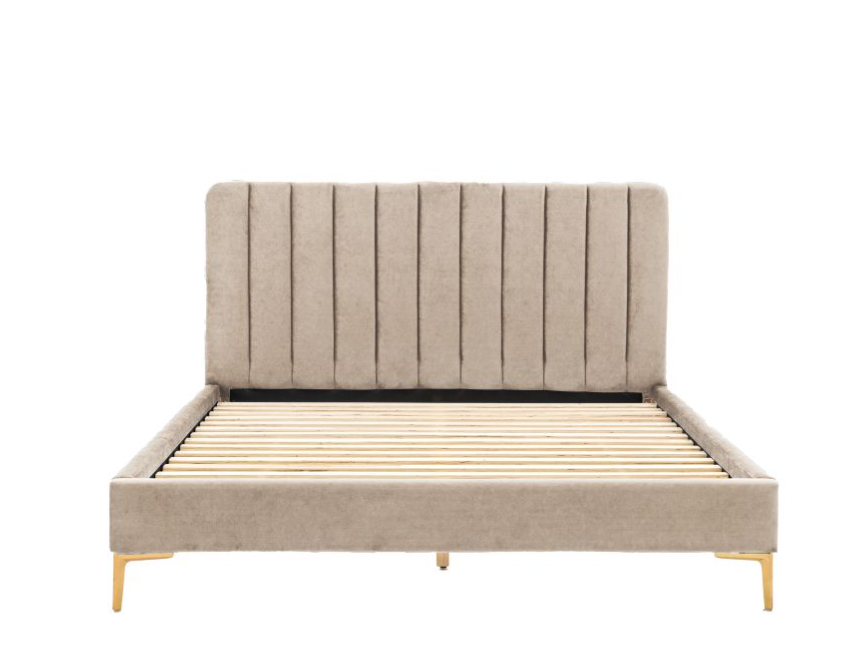 Aston Latte Panelled Velvet Double Bedstead ( Due Back In 10/11/2024 )