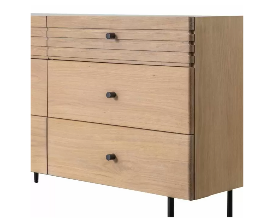 Okayama 6 Drawer Chest Slim and Black Metal Legs