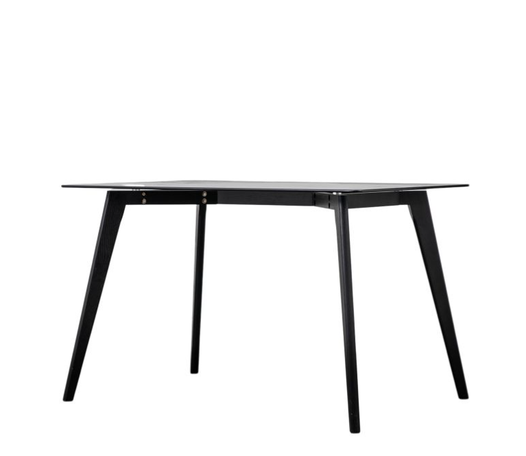 Nixon Black Oak Rectanglular Dining Table with Clear Glass