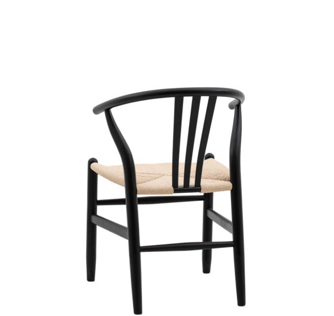 Wellsley Dining Chairs In Black Wood & Natural Rattan (2pk) ( Due In 27/11/24 )