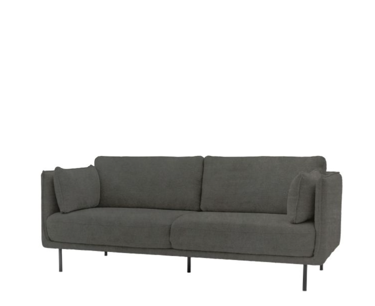 Chiswick 3 Seater Truffle Velvet Sofa with Black Metal Legs