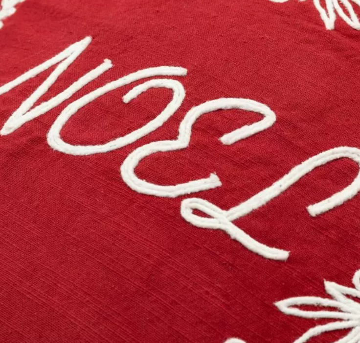 Noel Red Velvet Christmas Cushion