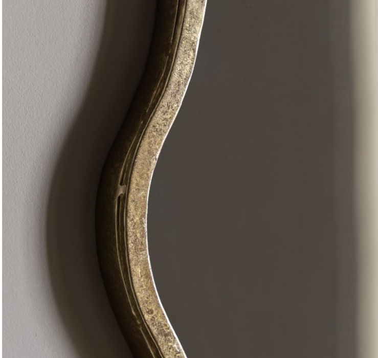 Sloane Wavy Edge Gold Round Metal Wall Mirror - 82cm