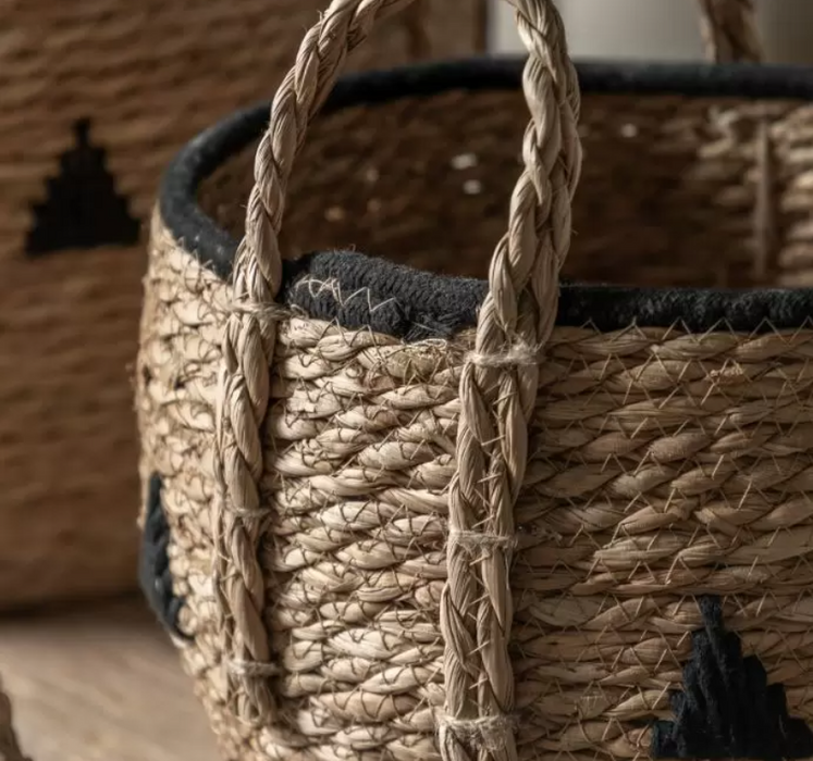 Alid Natural & Black Baskets Set of 3 ( Due Back In 18/11/24 )