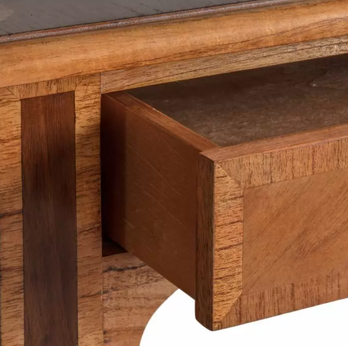 Symphony 2 Drawer Walnut Inlay Wooden Desk