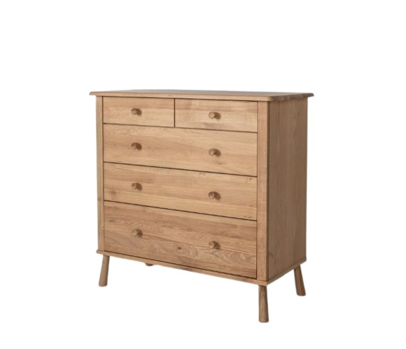 Oslo Modern Scandi Natural Oak 5 Drawer Chest