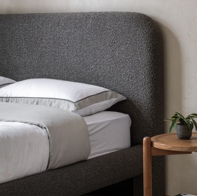 Rabley Dark Grey Boucle Double Bedstead ( Due Back In 07/12/2024 )