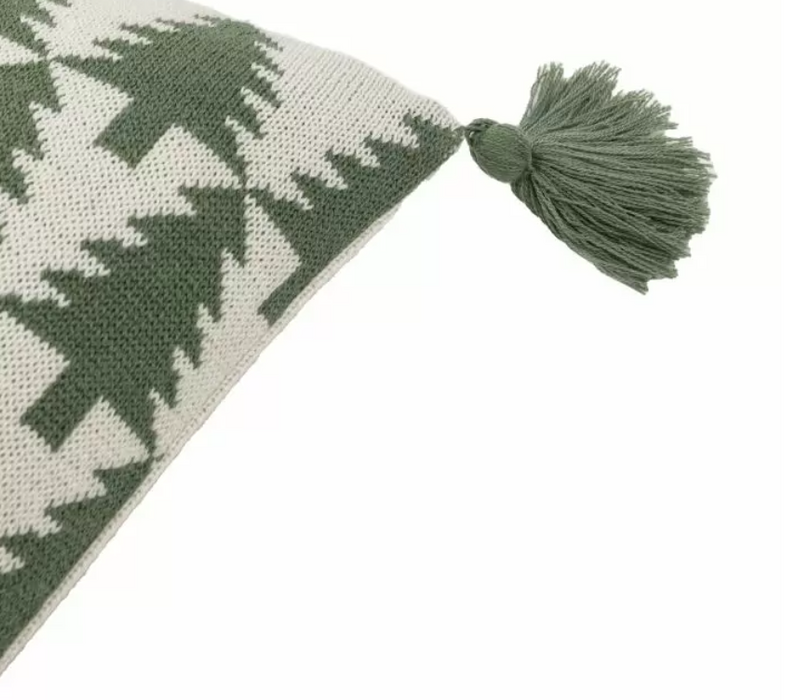 Knit  Green Tree Scandi Christmas Cushion