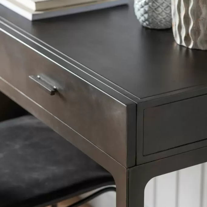 Outridge Modern Dark Grey 2 Drawer Metal Desk