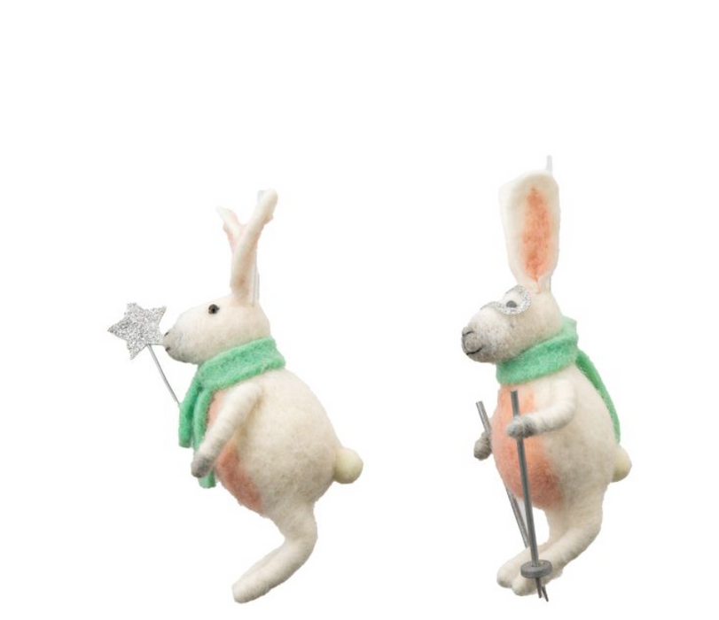 Skiing White Charming Hares