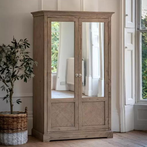 Mustique 2 Mirror Door Wooden Wardrobe