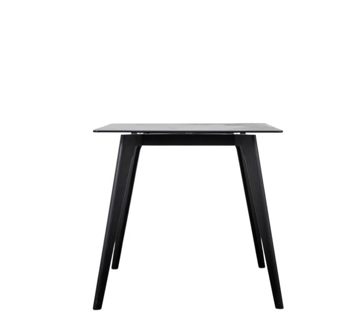 Nixon Black Oak Rectanglular Dining Table with Clear Glass