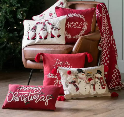 Tis The Season Red Linen Cushion