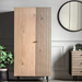 Hyland 2 Door Black and Natural Woodgrain Wardrobe