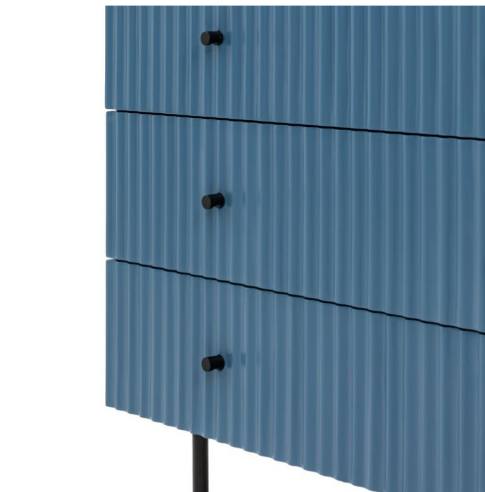 Weston Contemporary Blue Scalloped 3 Drawer Chest