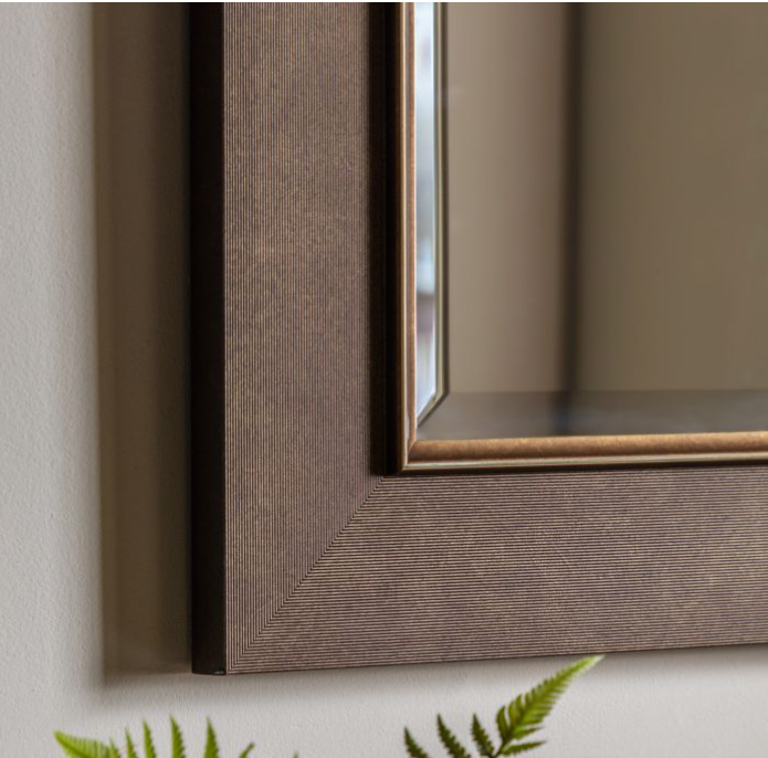 Contemporary Bronze Wooden Square Wall Mirror