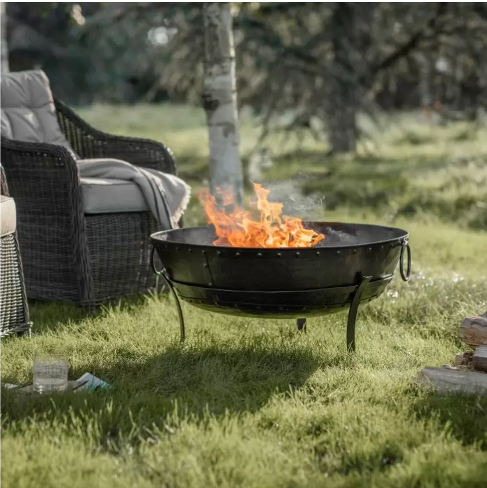 Brookby Black Metal Firepit, Traditional Bowl Style